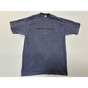 VTG 90s Martha's Vineyard Sailboat Embroidered T-Shirt Large Blue USA